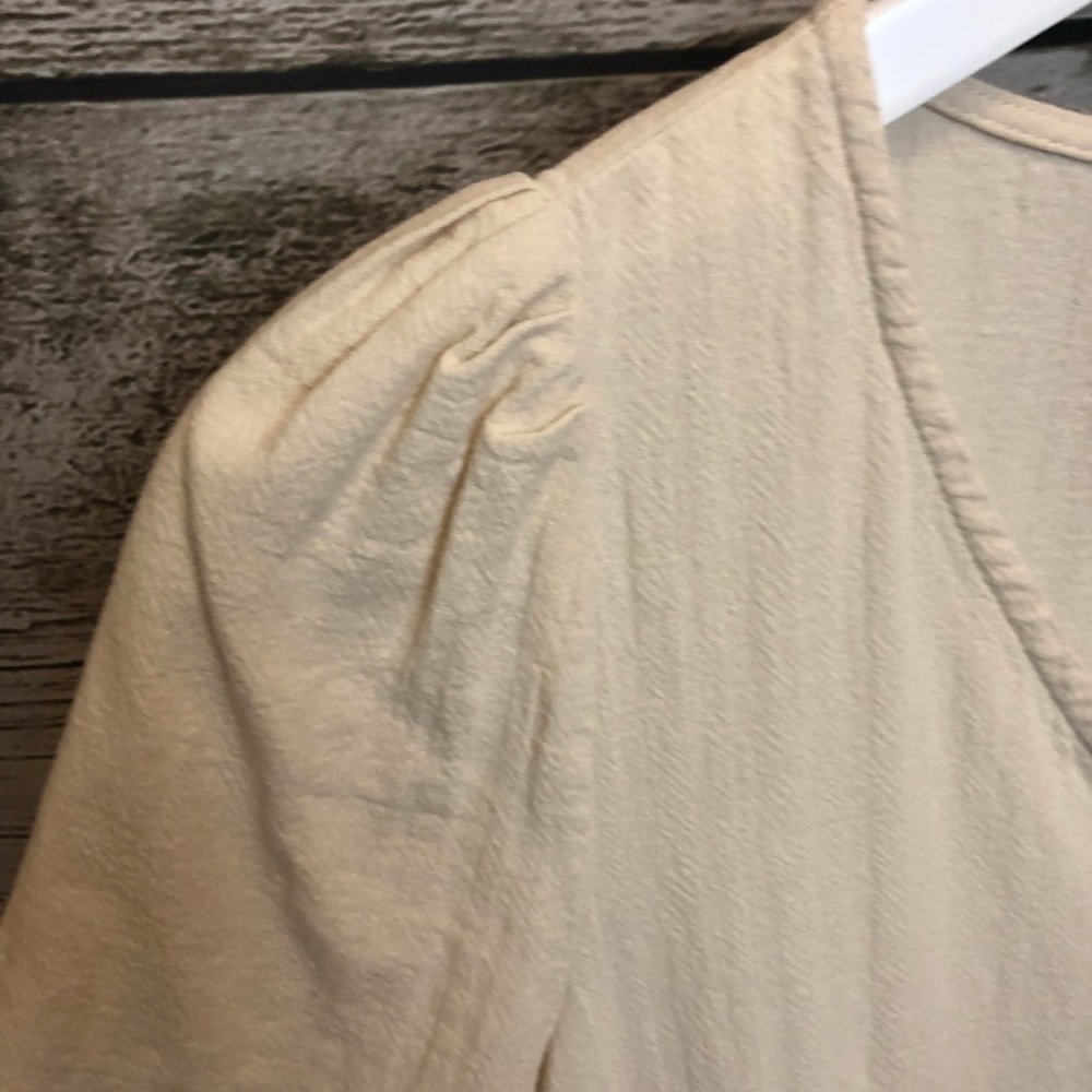 Rachel Oatmeal Cottage Core Button Up Midi Dress - Picture 7 of 16